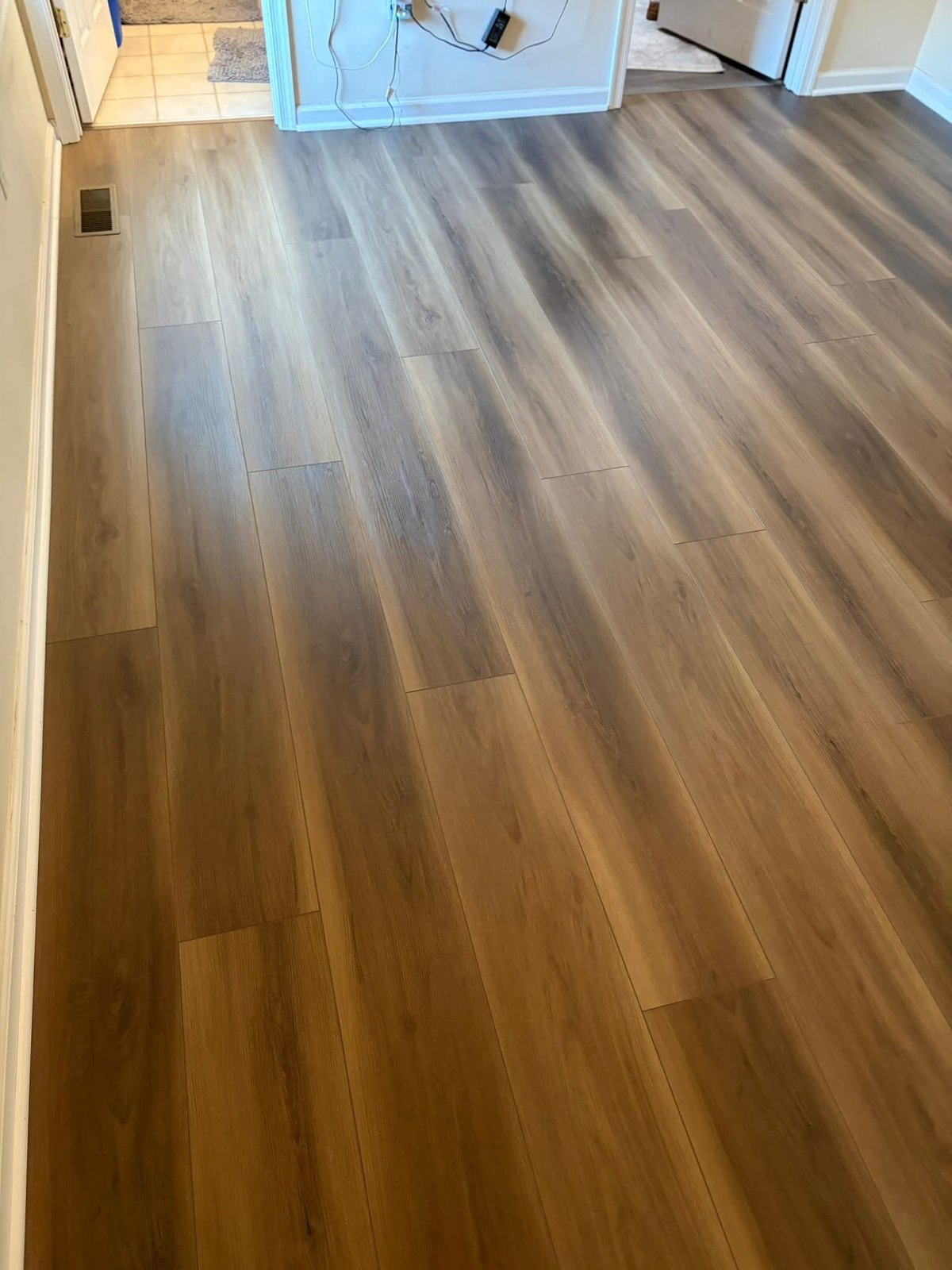 New flooring at an exterior doorway