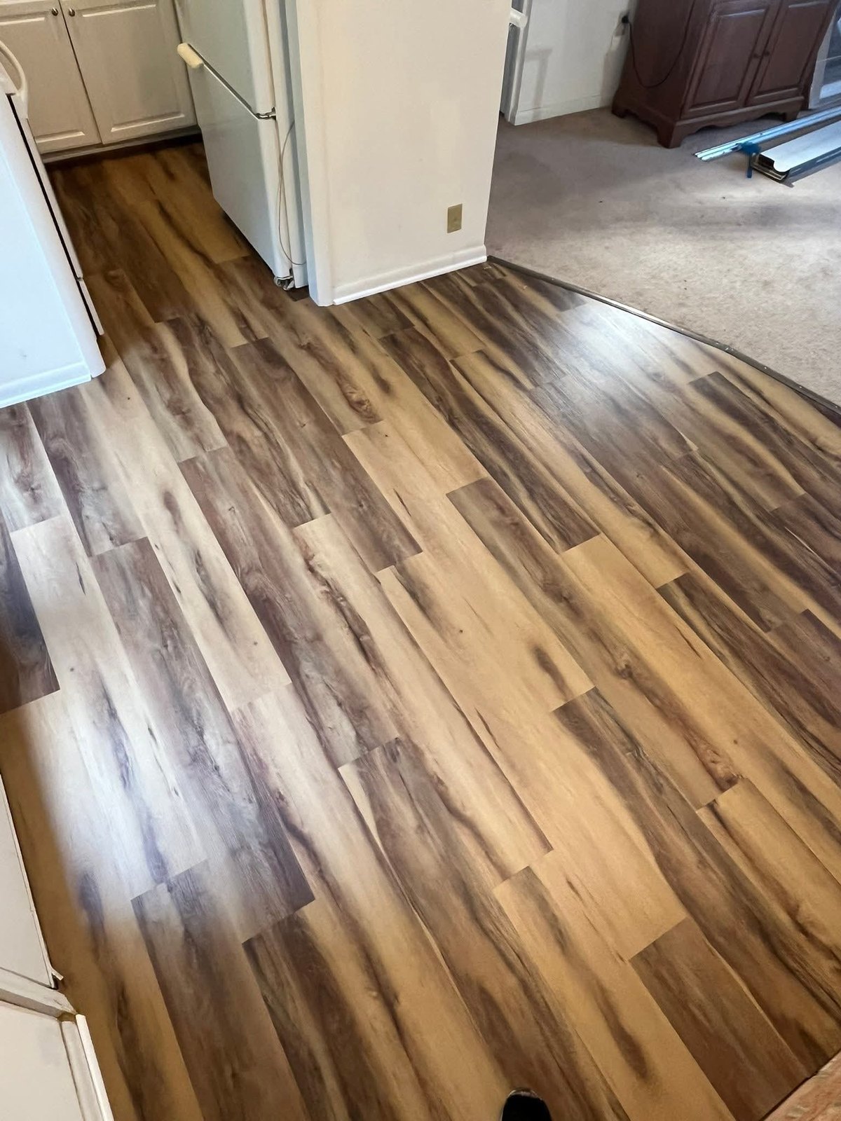 Finished flooring through a doorway