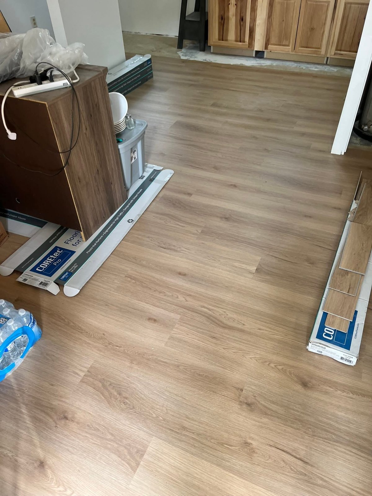 Light flooring across an interior space