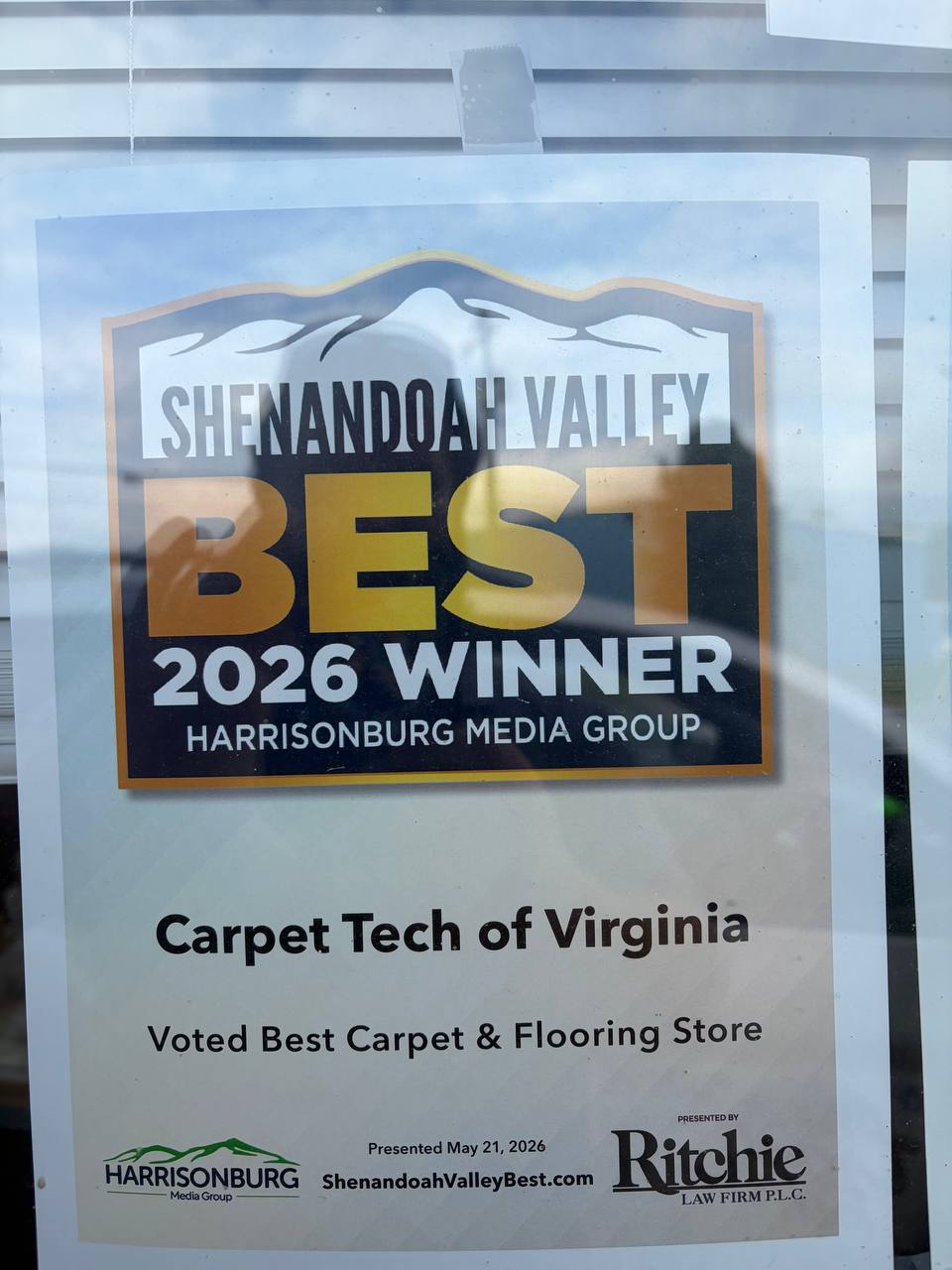 2026 Shenandoah Valley Best award for Carpet Tech of Virginia